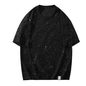 T-shirts pour hommes 100% coton en gros T-shirt extensible léger avec impression de paillettes - Product Image 4