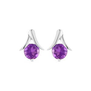 2025 Natural Amethyst <b>Stud</b> Earrings 925 <b>Sterling</b> <b>Silver</b> February Birthstone Jewelry for Women Girls Gift Wholesale Custom Export - Product Image 6