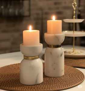 Luxury White Marble <b>Candle</b> <b>Holder</b> with <b>Gold</b> Accent Handmade Modern Pillar <b>Candle</b> Stand for Home Decor, Wedding & Gifting - Product Image 5