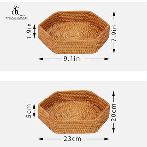 Bandeja de ratán hecha a mano de diseño moderno de gran venta con acabado natural Bandeja de servicio elegante para bodas Fiestas de Diwali Muchos más - Product Image 3