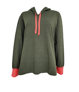Sudadera con capucha térmica de punto transpirable para mujer, de otoño-invierno, con cremallera frontal y bloques de color personalizables, de manga larga. - Product Image 2