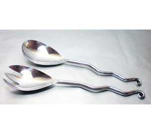 Ensemble de service à salade avec manche en acier inoxydable fait main ensemble de service à salade en métal en acier inoxydable grande cuillère et ensemble de serveur - Product Image 4