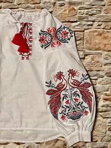 Top de moda ucraniana, Top y blusa bordados de algodón blanco para niños, ropa de fiesta elegante para mujer, Tops, vestido atractivo más nuevo - Product Image 3