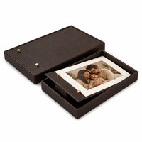 Cadre photo en cuir fait main, réglable, avec rangement dissimulé, logo personnalisé en relief, en acier inoxydable, pour cadeaux d'entreprise