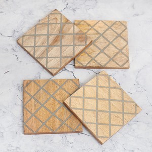 Sous-verres en bois brun sous-verres carrés en bois d'acacia sous-verres en acacia d'approvisionnement d'usine avec support boisson thé personnalisé - Product Image 4