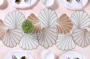 Fancy Handmade Beaded <b>Runner</b> Placemat Decorative Embroidered Design for <b>Dining</b> <b>Table</b> Knitted <b>Runners</b> for Hotels and Weddings - Product Image 2