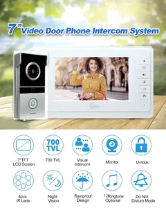 Anjielo thông minh chất lượng tốt 7 inch Màn hình TFT Video Doorphone bằng màu LED hiển thị hồng ngoại chế độ ban đêm để tăng cường khả năng hiển thị - Product Image 6