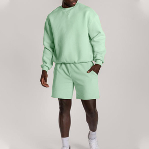 Vente en gros de sweats à capuche et de shorts de survêtement pour hommes, ensemble streetwear brodé avec logo personnalisé, coton éponge uni 100% expédition DDP - Product Image 3