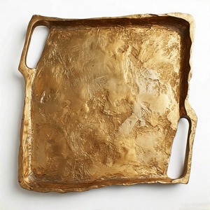 Bandeja rectangular Luxe Brilliance con asas laterales ergonómicas de acabado fundido artístico diseñadas para un estilo curado y gourmet - Product Image 5