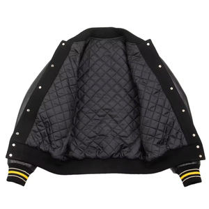 Confortable solide couleur personnalisée Slim Fit taille université veste hommes haut en cuir corps en cuir manches en cuir université veste pour hommes - Product Image 5