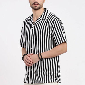 Camisas de cuello cubano de algodón de moda para hombres Ropa de verano B2B Listo Fabricante de camisas cubanas de algodón a rayas con estilo de moda - Product Image 3