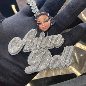 Colgante Personalizado para Hombre con Esmalte 3D, Estilo Hip Hop, Chapado en Oro de 14K y Plata 925, con Nombre Personalizado y Moissanita - Product Image 3