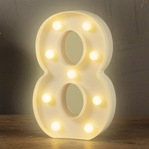 Luce LED 3D dal Design Moderno, Luce Calda, Numero 8 in Plastica, Decorazione per Occasioni Speciali e Compleanni - Product Image 1
