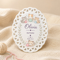 Ornement en céramique ovale personnalisé à motif treillis, résistant aux UV, avec motif par sublimation, pour cadeau de milestone religieux et souvenir précieux