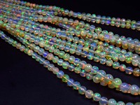 Perles de pierres précieuses lisses Welo opale éthiopienne arc-en-ciel 18 "brin 4-6mm irisation naturelle sphère Flashy de haute qualité pierres précieuses en vrac