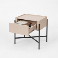 Armoire de chevet minimaliste de style italien de luxe, écologique, en MDF, avec pieds croisés et 1 tiroir, pour chambre à coucher, salon, hôtel