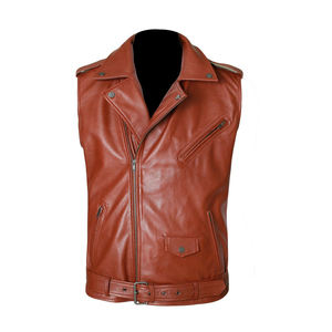 Recién llegado, chaleco de cuero estilo motocicleta, Color sólido con cierre de cremallera, transpirable, multibolsillo, todos los tamaños, servicio OEM disponible - Product Image 1