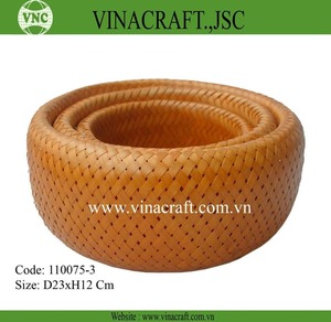 Handmade Bamboo Storage Basket 100% Natural Foldable <b>Circle</b> Shape Kitchen Organizing <b>Tray</b> Ready to Ship - Product Image 3