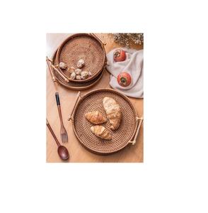 ถาดหวายไม้ไผ่ทำด้วยมือถาดหวายพร้อมหูหิ้วถาดตัดอาหารผนังสูงทำด้วยมืออเนกประสงค์ - Product Image 1