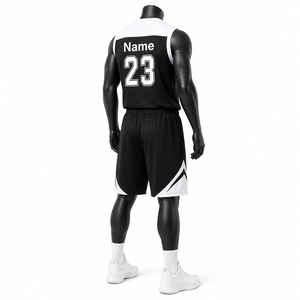 Uniforme de baloncesto personalizado para hombre, camiseta negra sublimada, pantalones cortos de malla transpirable, kit de equipo con nombre personalizado - Product Image 3
