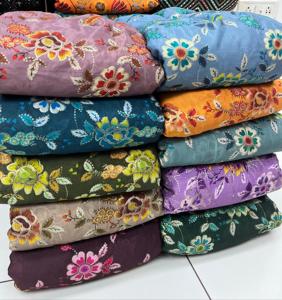 Tissu viscose design avec broderie et paillettes pour les unités de confection Kurti Lehenga et Saree Wholesale Manufacturing - Product Image 3