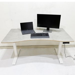 FlexiDesk FLD003 Minimalist Design Plywood Lifting Table with 2-Joint <b>Electric</b> Adjustment Concrete Color - Product Image 5
