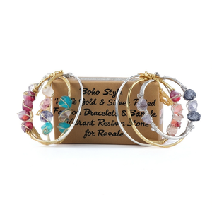 Boho Style Gold & <b>Silver</b> Plated Fashion <b>Bracelets</b> & <b>Bangles</b> Vibrant Resin Stones for Resale - Product Image 3
