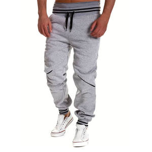 Joggers atléticos para hombre, pantalones de chándal informales con puños acanalados a rayas, cintura ajustable, cordón, pantalones de lana de ajuste relajado - Product Image 3
