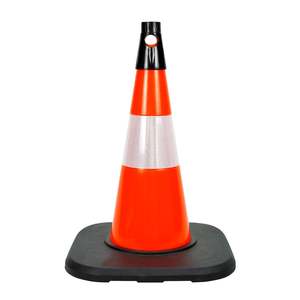 Cône de signalisation routière réfléchissant en PVC de 50 cm avec réflecteurs blancs, barrière de sécurité routière lestée pour les avertissements routiers - Product Image 3