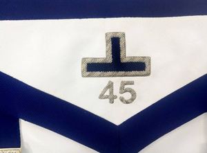 Regalia Masónica: Delantal de Maestro Masón de la Logia Azul de Pensilvania, con Borde Azul Rey y Borlas de Cadena Metálica, Servicio OEM - Product Image 2