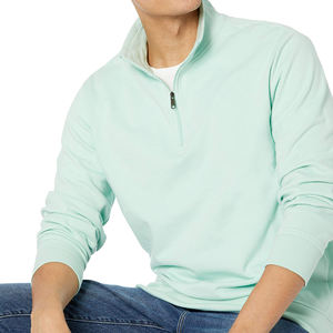 Sudadera de Corte Regular con Cierre de Cremallera de Cuarto, Cuello Alto, Manga Larga, Estilo Clásico y Elegante, Mezcla de Algodón - Product Image 3