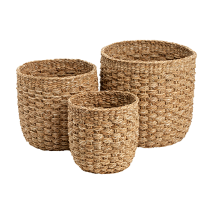 Hand-Woven Natural Seagrass <b>Waste</b> Bin, Round Woven Trash Can & <b>Waste</b> <b>Paper</b> <b>Basket</b> for Kitchen or Bathroom, Made in Vietnam - Product Image 2