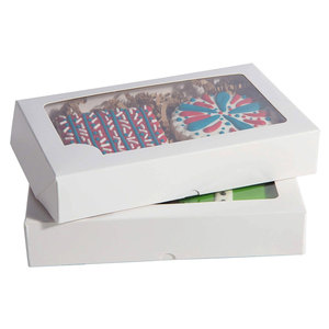 Eco Friendly Rectangle <b>White</b> Brown Window Packaging Bread Pie Donut Cake Souffle Biscuits Biodegradable Takeout <b>Box</b> - Product Image 1
