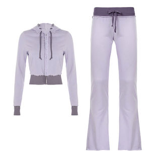 Online Custom Distressed Embroidery Patchwork Zip Hoodie Sweat <b>Suit</b> Women Two Piece Jogger <b>and</b> Sweatpants Set Custom Tracksuit - Product Image 1