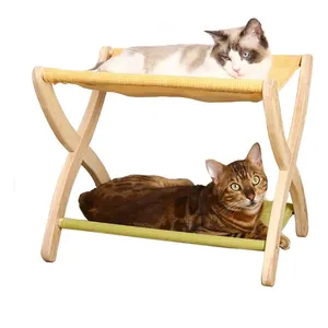 Wholesale Custom Sizes Available Outdoor Garden Pet Bed Bamboo Linen Double Layered Cat Hammock Beds