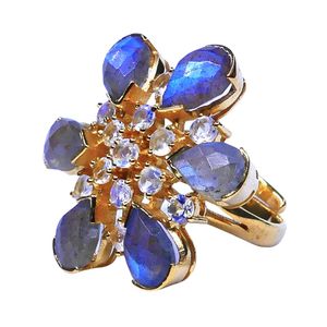 Bague en argent sterling 925 plaqué or avec topaze bleue et améthyste - Product Image 4