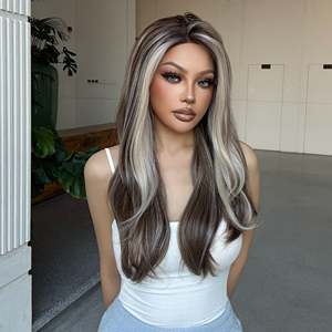 Bianca-DWY 13x6 Balayage Blonde <b>Brown</b> Natural Wavy Free Part Synthetic <b>Wig</b> with Transparent Lace Front - Product Image 2