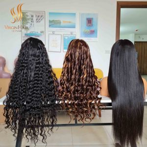 Venta al por mayor alineado cutícula virgen crudo vietnamita Remy pelo HD para encaje Frontal Peluca de onda de agua - Product Image 1