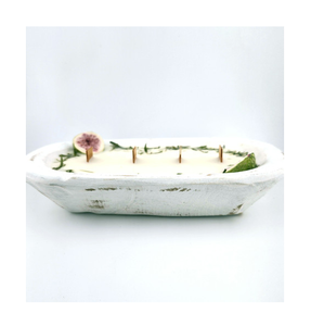 Portavelas de masa de madera de acacia personalizado blanco impreso madera vela masa tazón fabricación precio asequible - Product Image 1