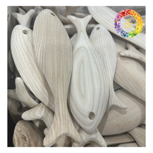 Poisson en bois 3D peint coloré pour tenture murale, forme de poisson en bois artisanal, poisson en bois idéal pour l'artisanat et la décoration de souvenirs - Product Image 2