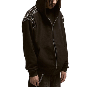 เสื้อฮู้ดปักลายผ้าเฟรนช์เทอร์รี่โอเวอร์ไซส์แบบมีซิปผลิตเสื้อผ้าตามสั่งผ้าคอตตอน100% - Product Image 3