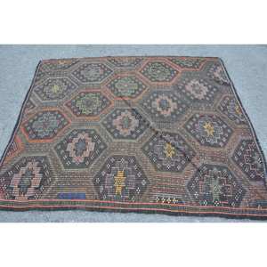 Alfombra Turca Vintage Étnica Marrón Naranja 5,7 X 6.2ft Área Grande Clásico Rectángulo Patrón Lana Material Látex Respaldo Habitación Alfombra - Product Image 3