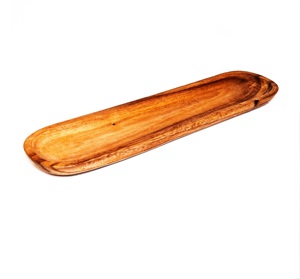 Grande assiette de service ovale en bois d'acacia, plat de service artisanal, durable, de haute qualité, couleur personnalisable, logo certifié ISO - Product Image 1