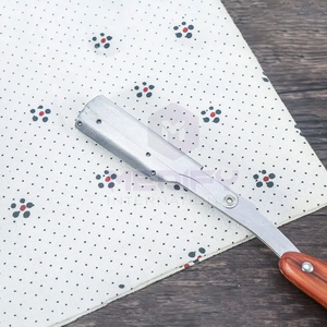 Hoja de afeitar de salón de corte recto profesional de alta calidad, acero inoxidable alemán, madera, reutilizable, ligera, MEDIFY - Product Image 5