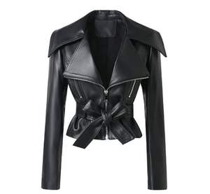 Último diseño 2024 chaquetas de cuero de moda para mujer gran oferta chaquetas de cuero genuino estilo logotipo personalizado para mujer - Product Image 6