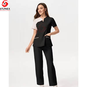 Uniforme d'hôpital de haute qualité personnalisable, hauts tendance, taille plus, tissu tricoté avec logo personnalisé, ensembles de blouses d'infirmière unisexes - Product Image 1