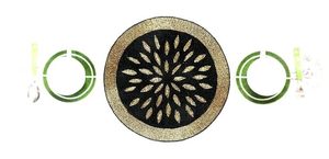 Polyester & Beaded Placemat With <b>Round</b> <b>Black</b> Dot Golden Embroidery Pattern Best for Bed <b>Side</b> <b>Table</b> Center Wedding Parties - Product Image 2