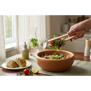 Pinzas de Cocina de Madera de Haya de 22 cm, Acabado Liso, para Ensaladas y Asados, Venta al por Mayor, Grabado de Logotipo Personalizado - Product Image 2