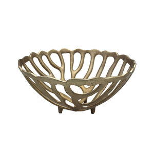 Juego de 2 platos con forma de hoja de Metal de tamaño mediano, forma redonda, plato y plato para servir con acabado dorado para el hogar y el restaurante, vajilla - Product Image 2