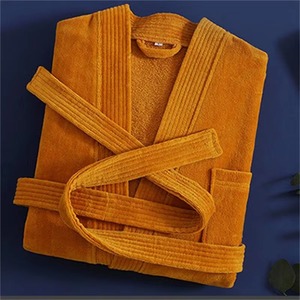 Ropa de dormir transpirable de algodón Waffle de alta calidad para primavera y verano para hoteles y bata larga logotipo personalizado ropa de Color sólido para mujer - Product Image 6